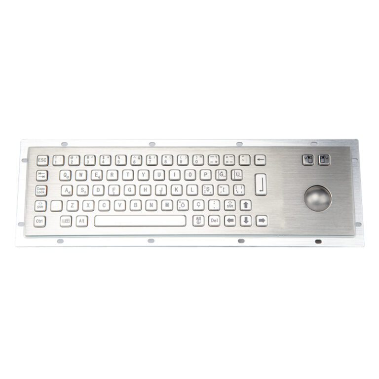 Rugged Stainless Steel Keyboard with Built - in Trackball | Waterproof Design